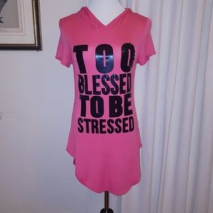 Stretch Graphic "Too Blessed" Hoodie T-Shirt